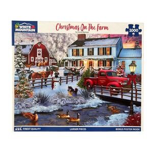 White Mountain Christmas On The Farm 1000 Piece Jigsaw Puzzle Complete